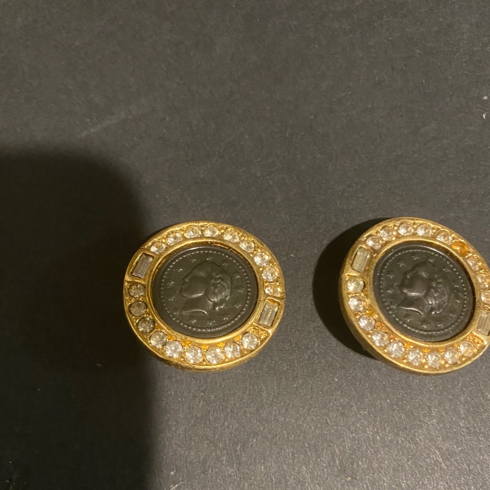 Vintage button coin earrings